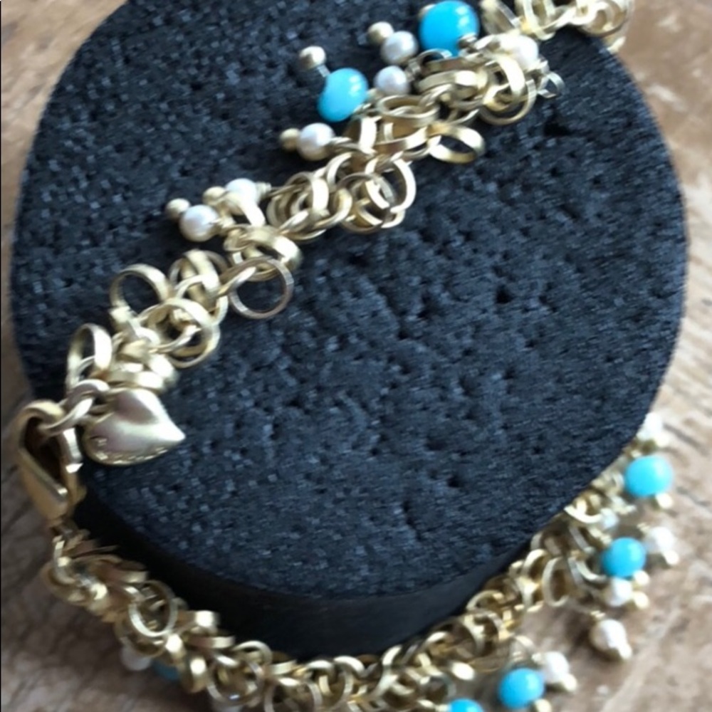 Carolee Blue Glass bead and pearls bracelet